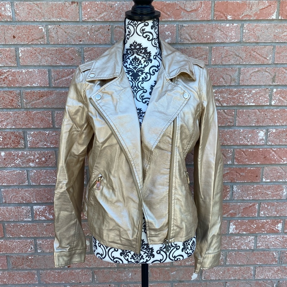 Gold Faux Leather Jacket